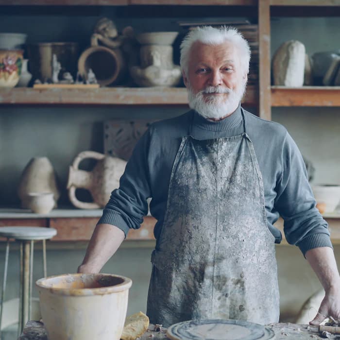 A ceramics maker in his workshop